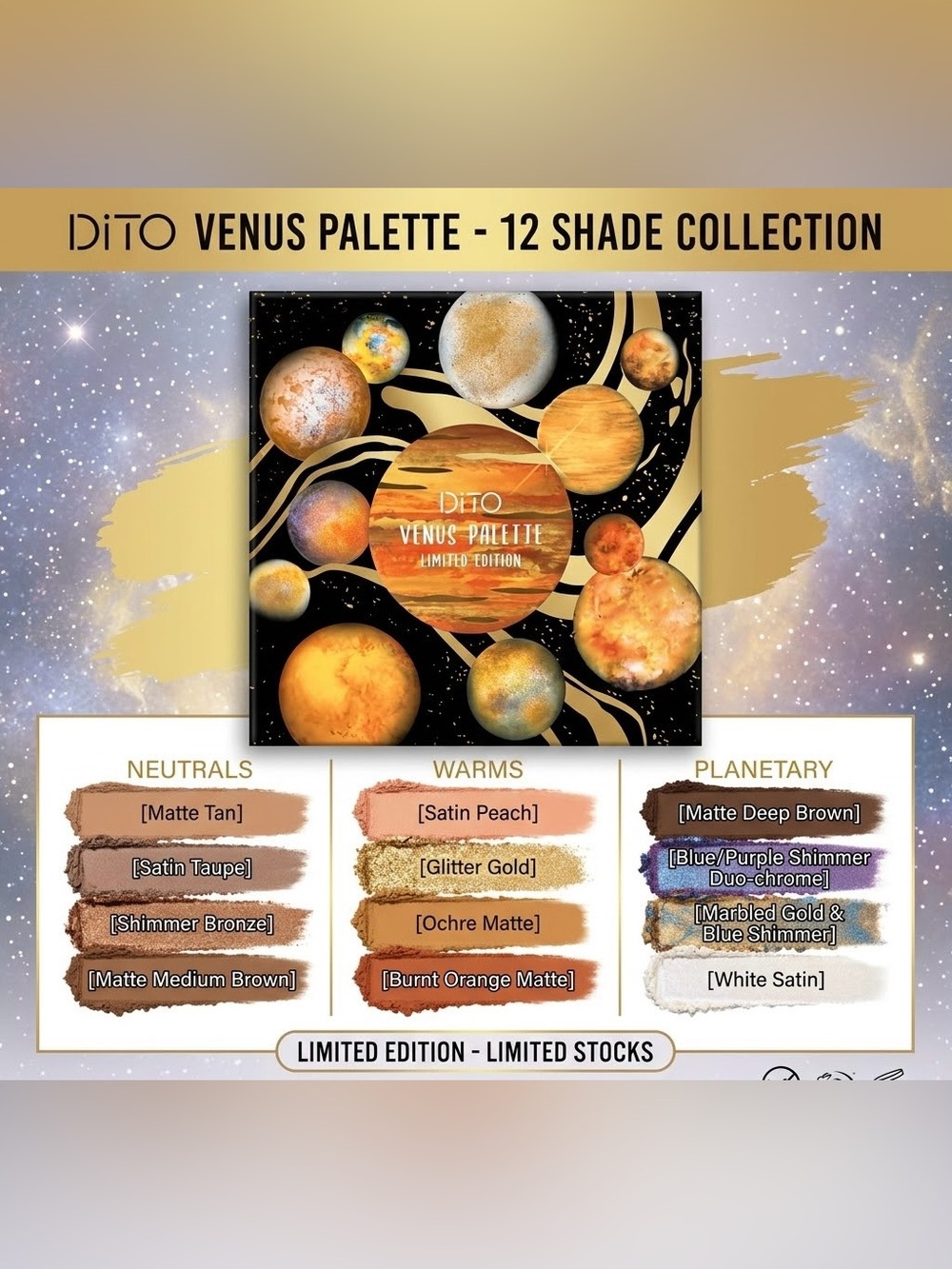 Dıto Venus Palette -12 Shade Collection NWT